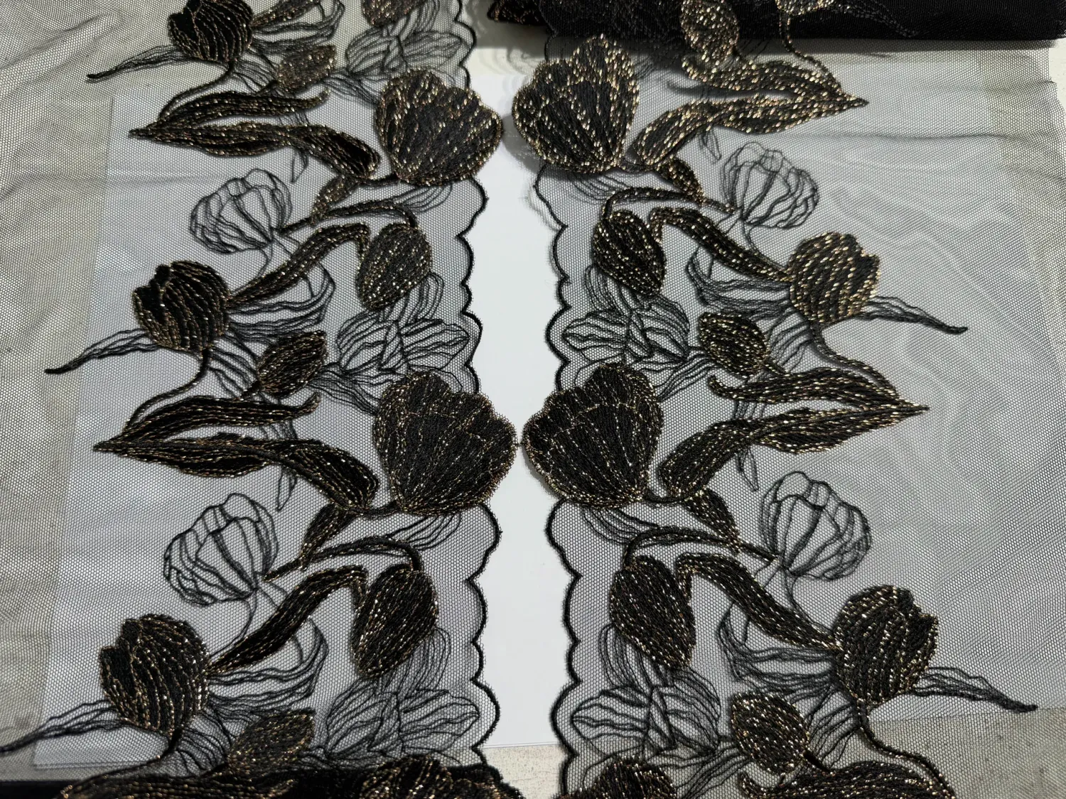 Tulip Lace Embroidery on mesh