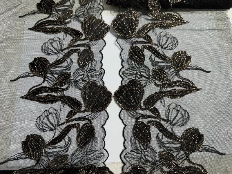 Tulip Lace Embroidery on mesh