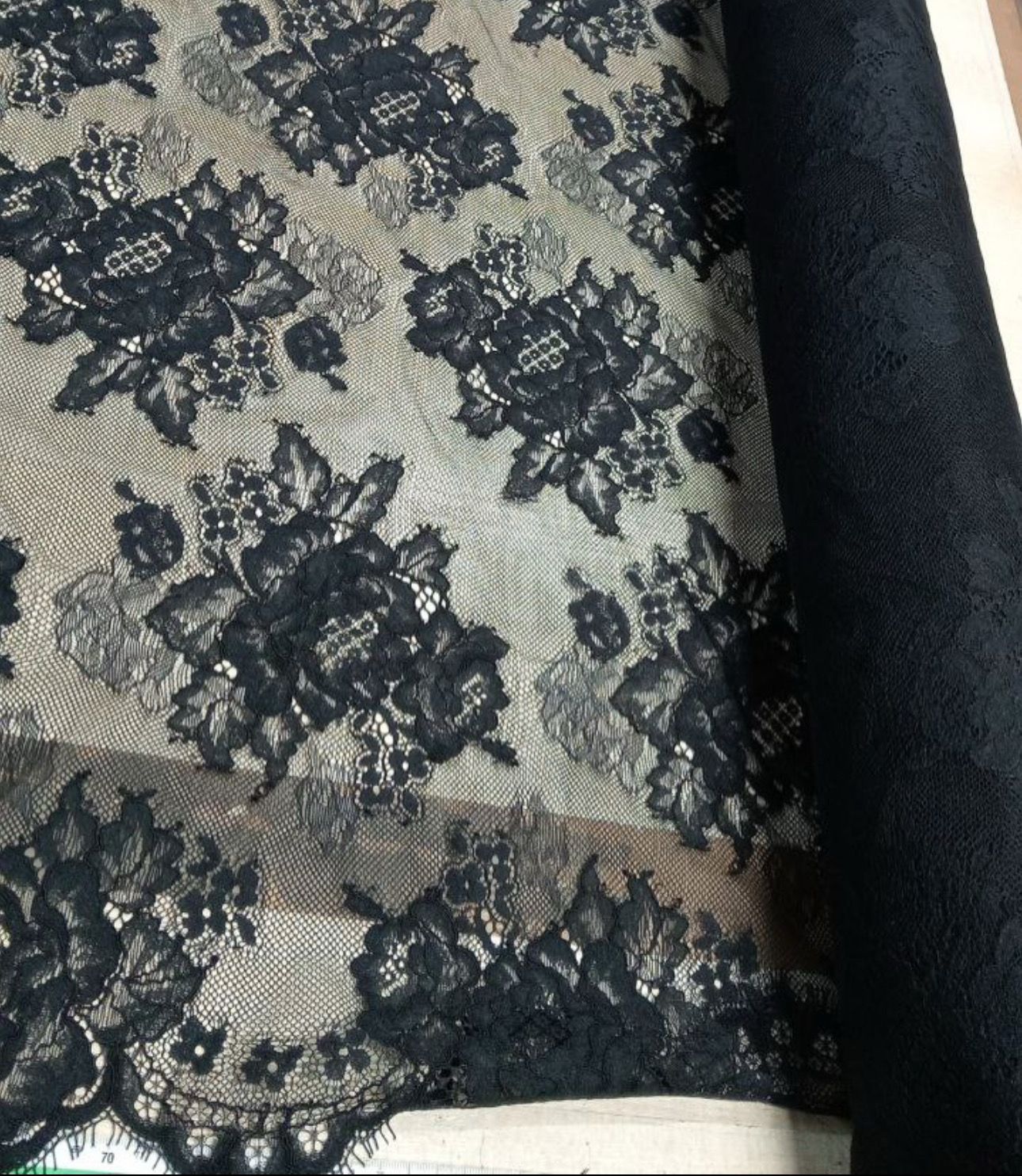 Black Non Elastic lace fabric