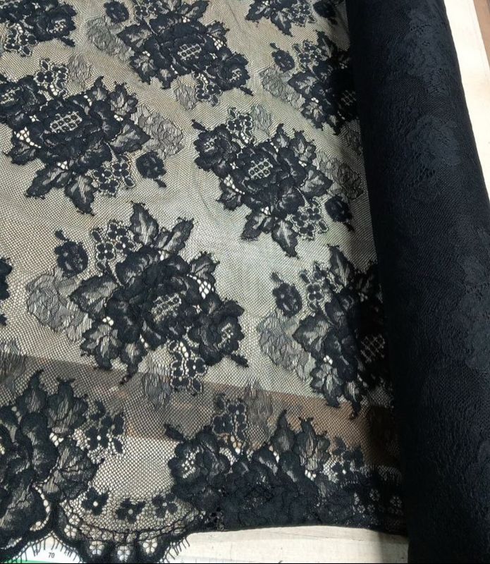 Black Non Elastic lace fabric
