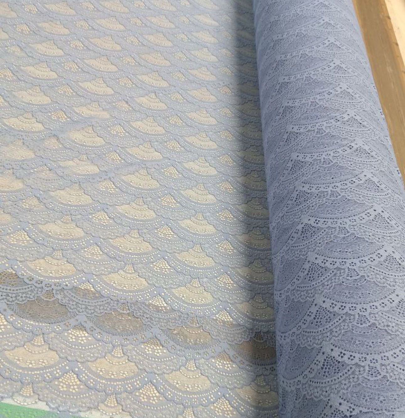 Island Blue Elastic lace fabric