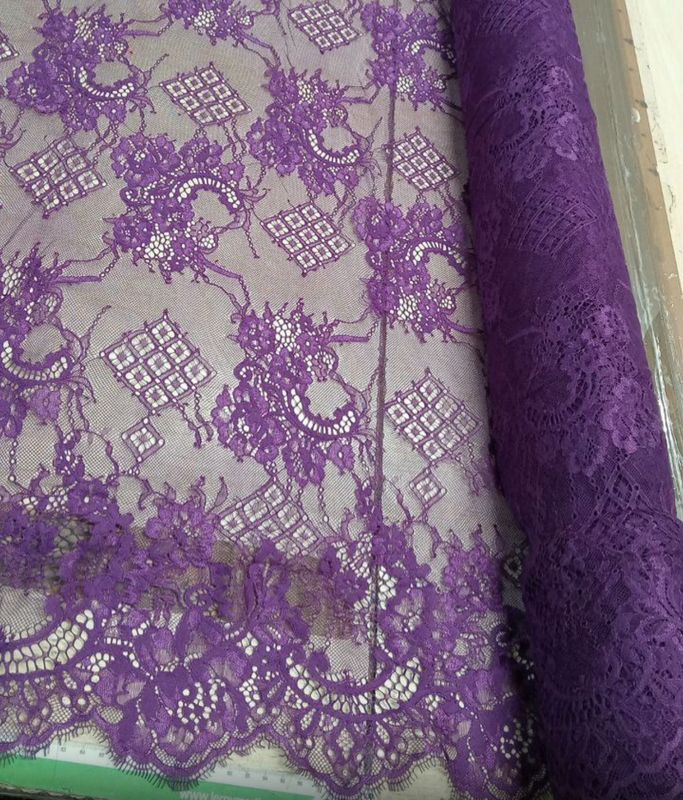 Violet Non Elastic lace fabric