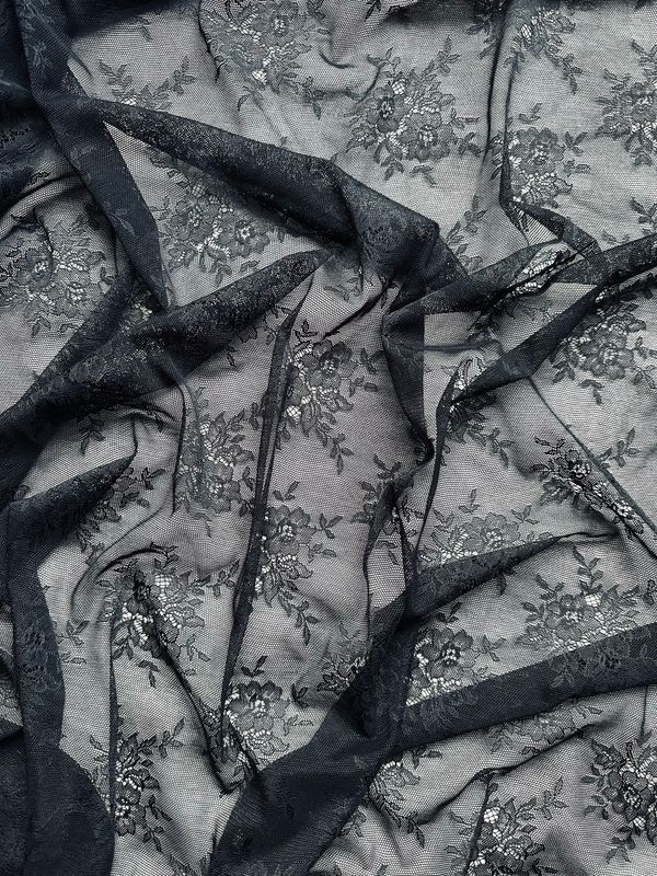 Black Stretch Guipure Lace Fabric