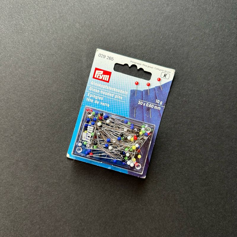 Glass Head Sewing Pins, Prym, 0.60x30mm