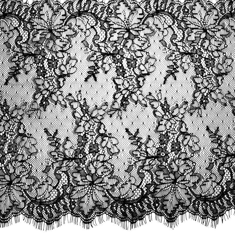 Black Chantilly Lace Trim with Eyelash Edges