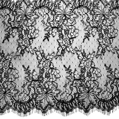 Dentelle Chantilly Noire avec Bords Cils
