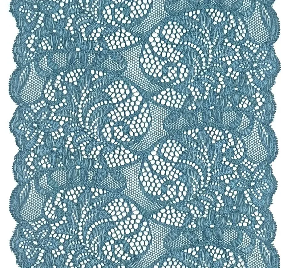 arctic stretch lace with floral pattern and scalloped edges