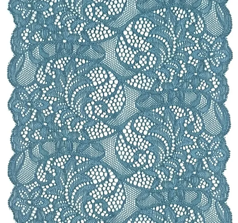 arctic stretch lace with floral pattern and scalloped edges