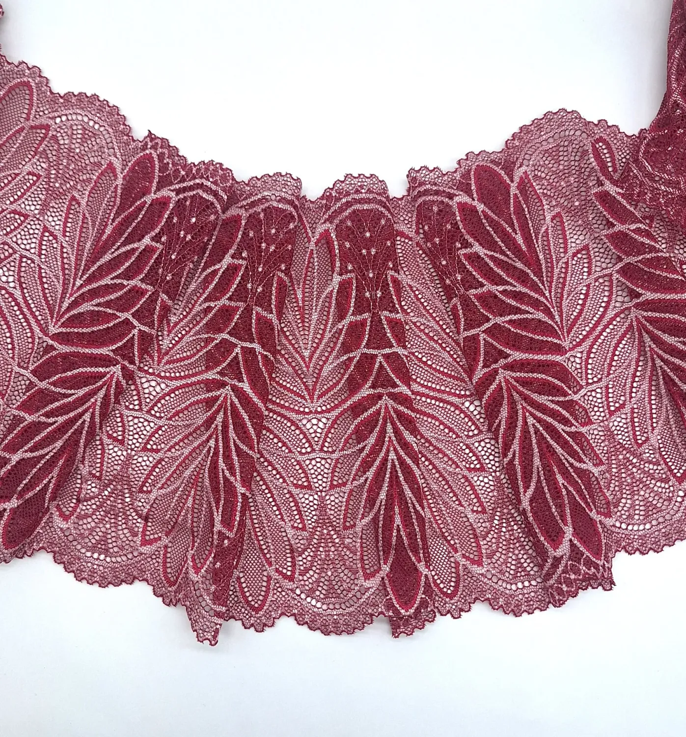 rumba stretch lace with floral pattern and scalloped edges