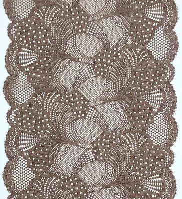 pepper stretch lace with floral pattern and scalloped edges