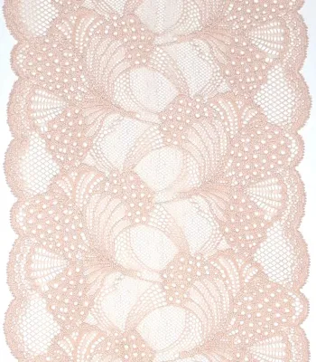 silver peony stretch lace with floral pattern and scalloped edges
