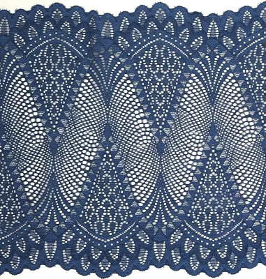 French blue stretch lace fabric, 20cm wide