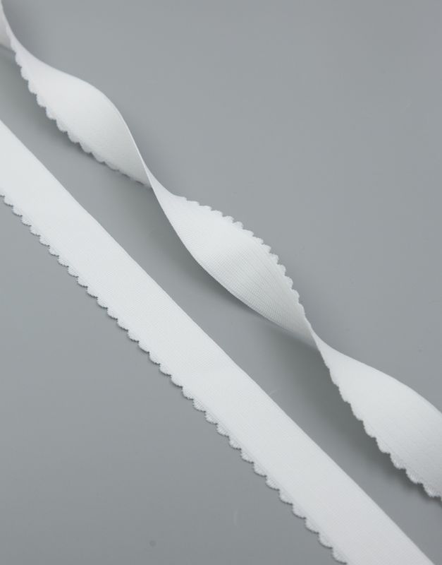 Scalloped Decorative Elastic Lauma White (001) 25 mm