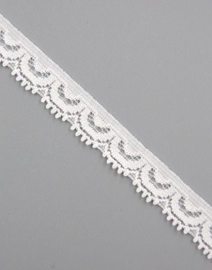 Narrow Elastic Lace White, 1,2 cm