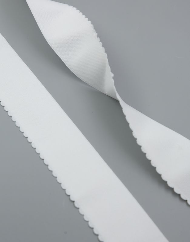 Scalloped Decorative Elastic Lauma White (001) 50 mm