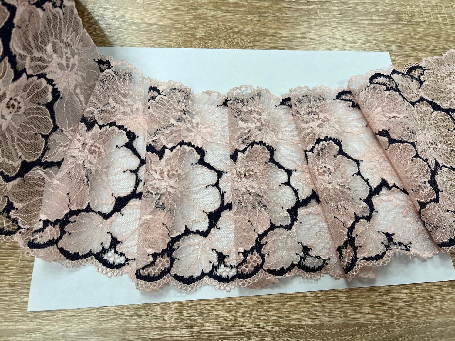 Elastic lace ST-90257 soft pink/dark blue