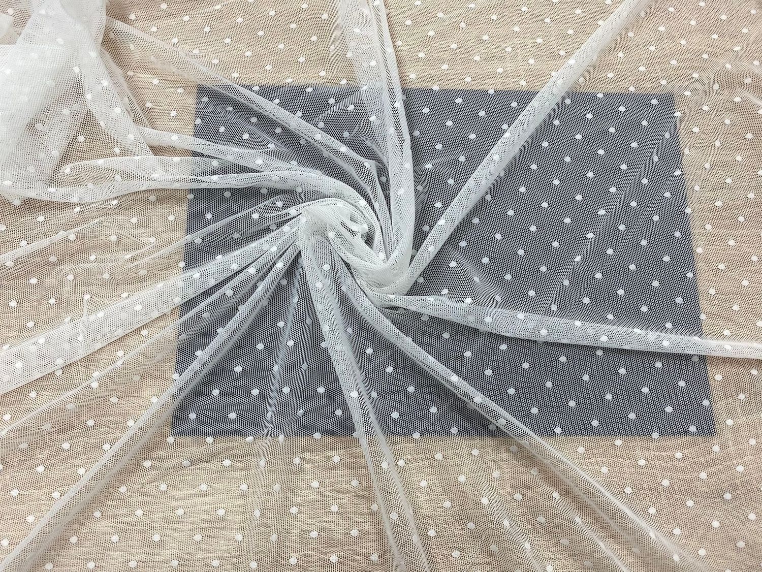 Elastic polka dot mesh ecru- 5mm 1meter