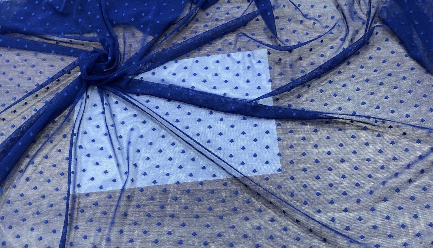 Elastic polka dot mesh cornflower 5mm 1 meter