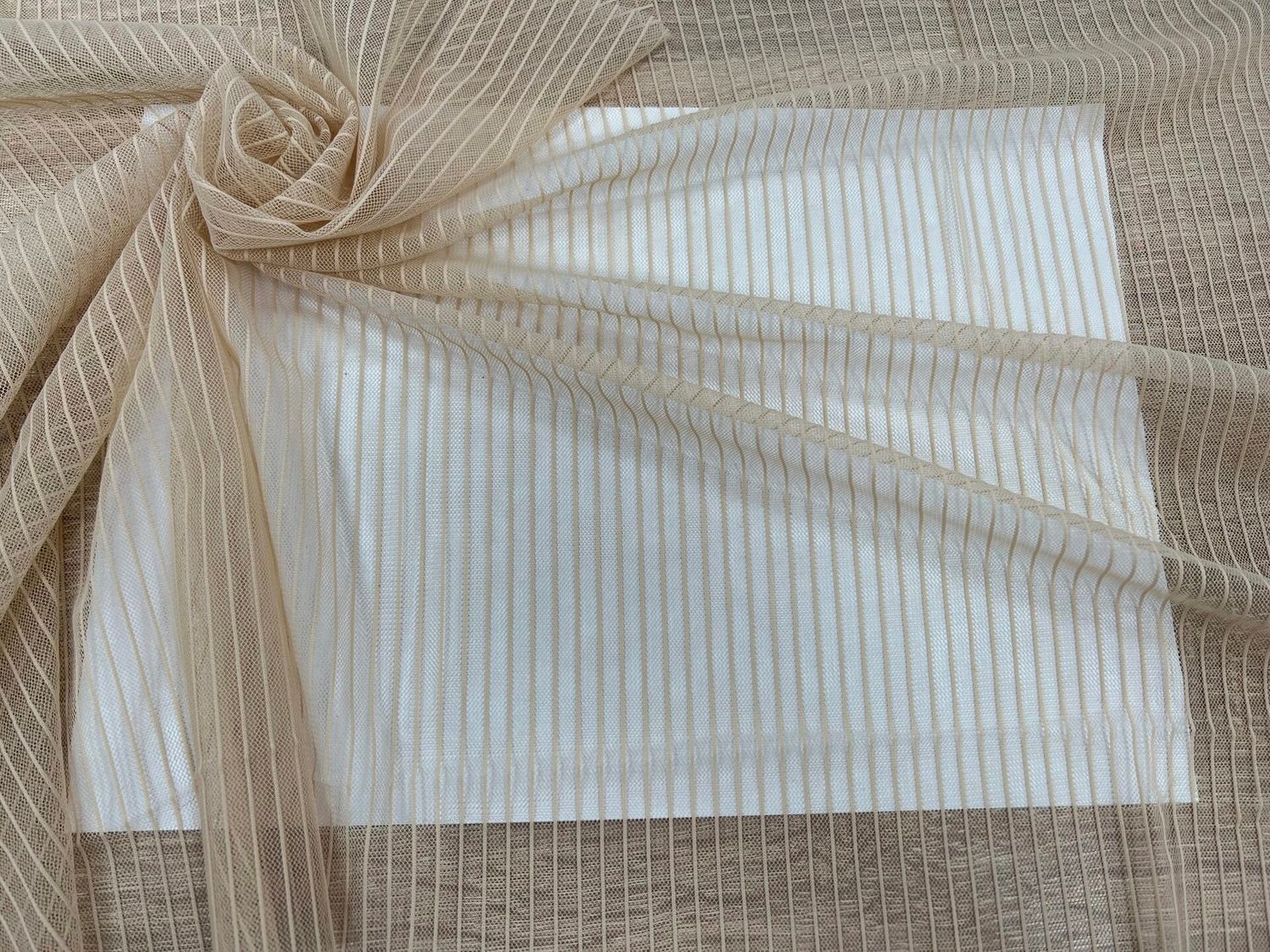 Elastic striped mesh XU-34711 stripe beige №126