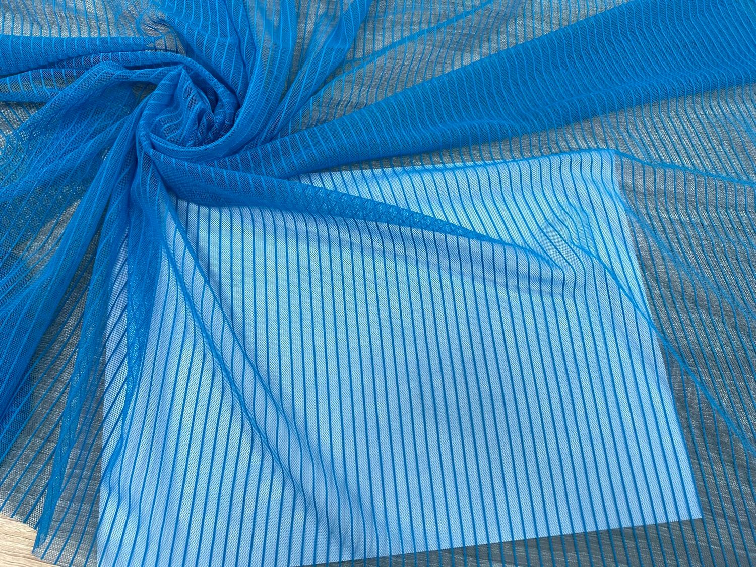 Elastic striped mesh XU-34711 stripe aqua
