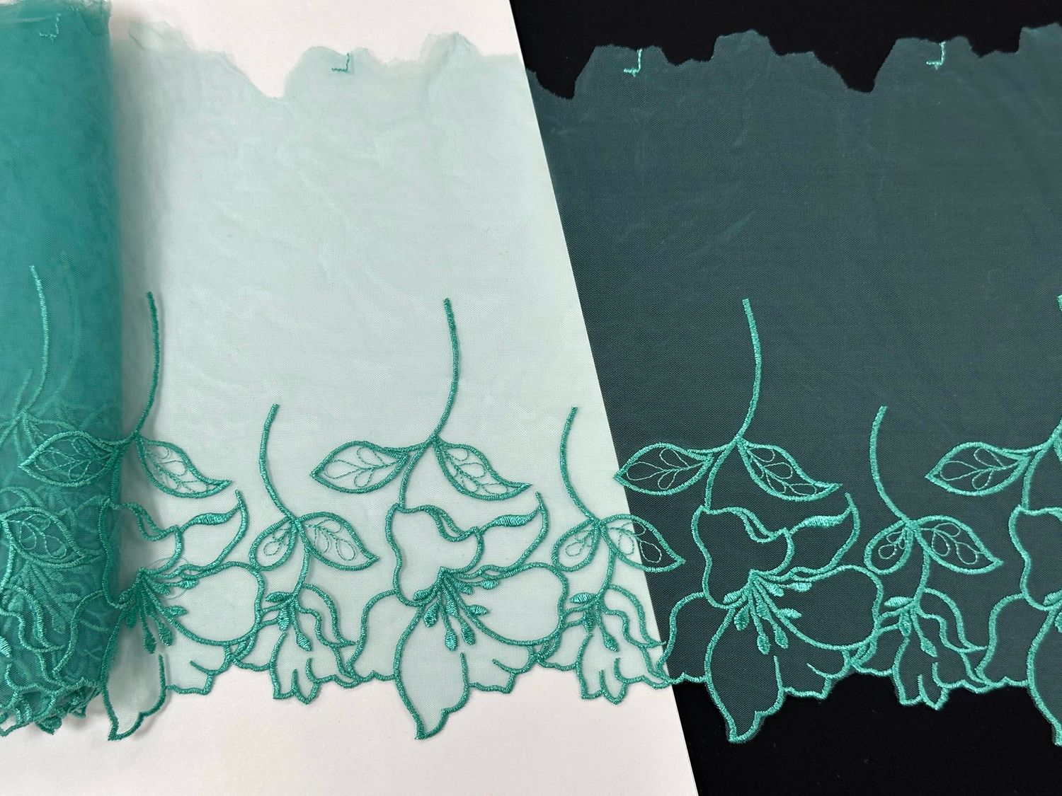 Embroidered mesh lace MA-680 turquoise