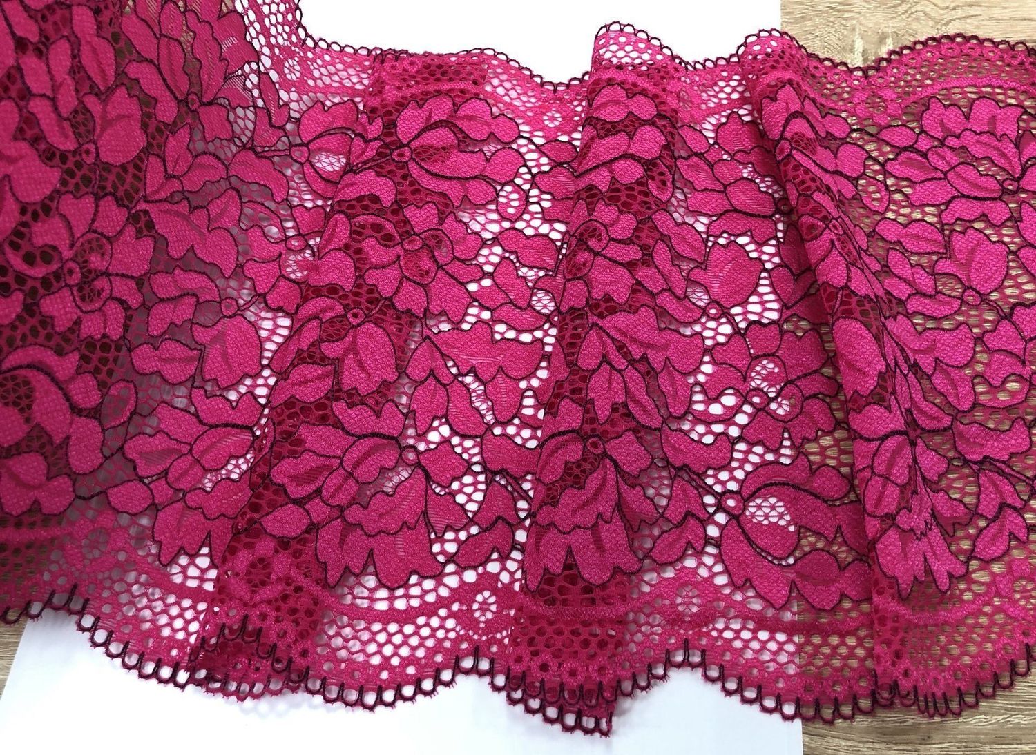 Elastic lace DE-901 fuchsia/black