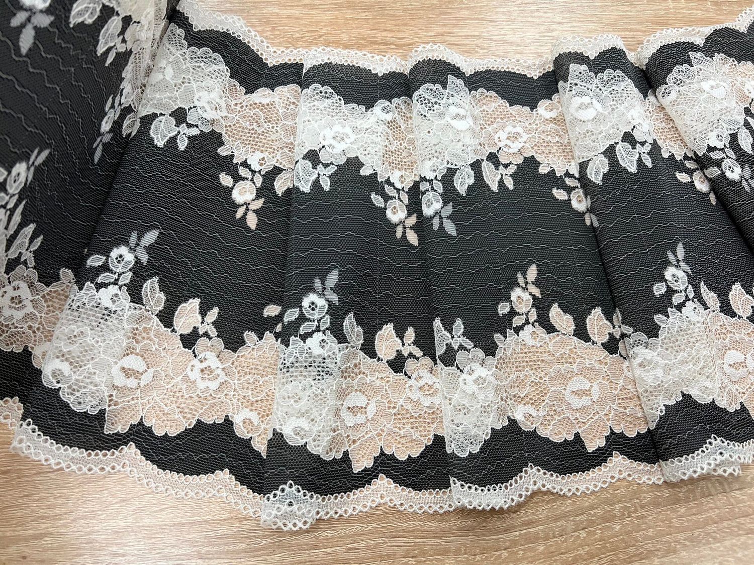 Elastic lace ST-90223 black/ecru