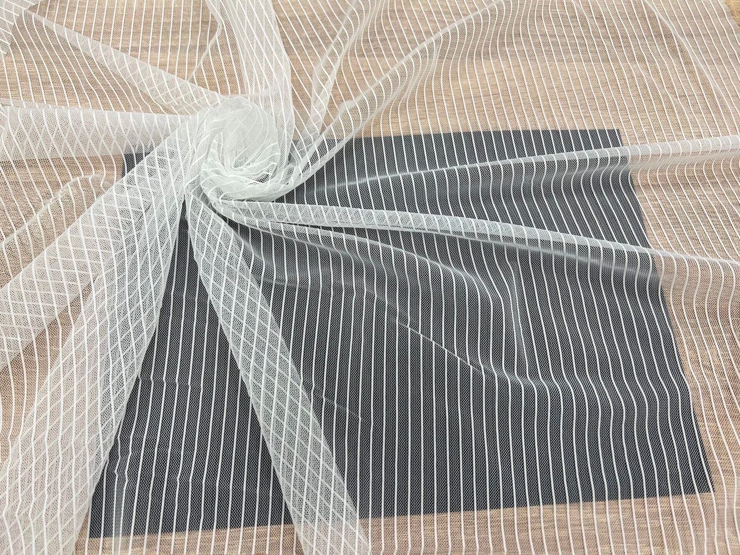 Elastic striped mesh XU-34711/150cm stripe ecru