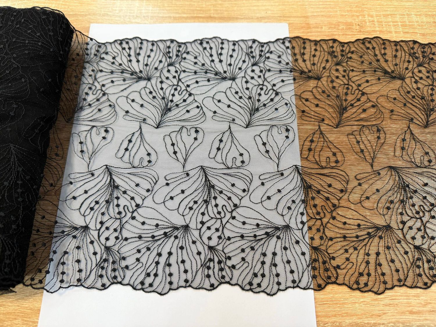 Embroidered mesh lace MIA-330 black