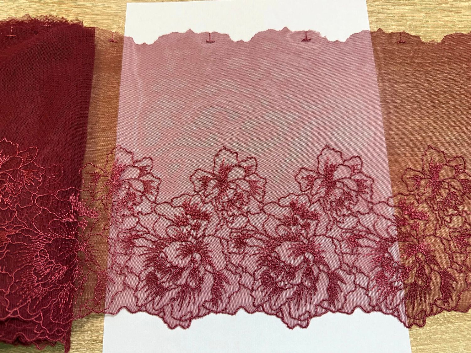 Embroidered mesh lace MIA-419 bordeaux