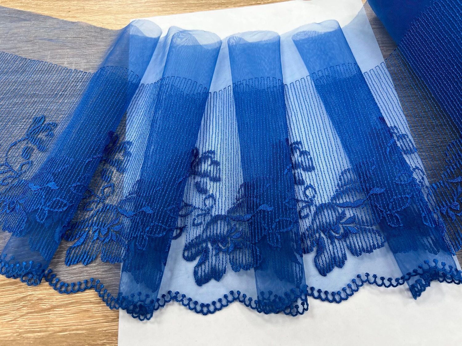 Embroidered mesh lace Ni-902117 light cornflower