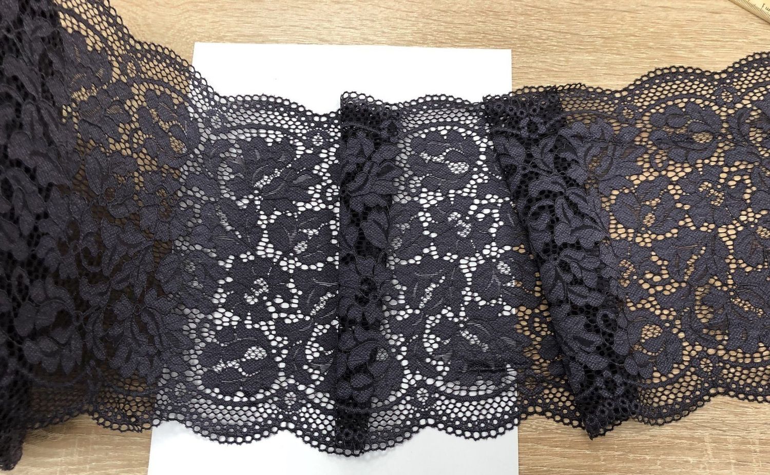 Elastic lace dark grey 22cm
