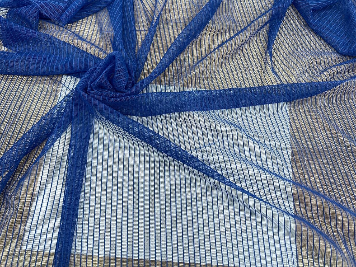 Elastic striped mesh XU-34711 stripe cornflower