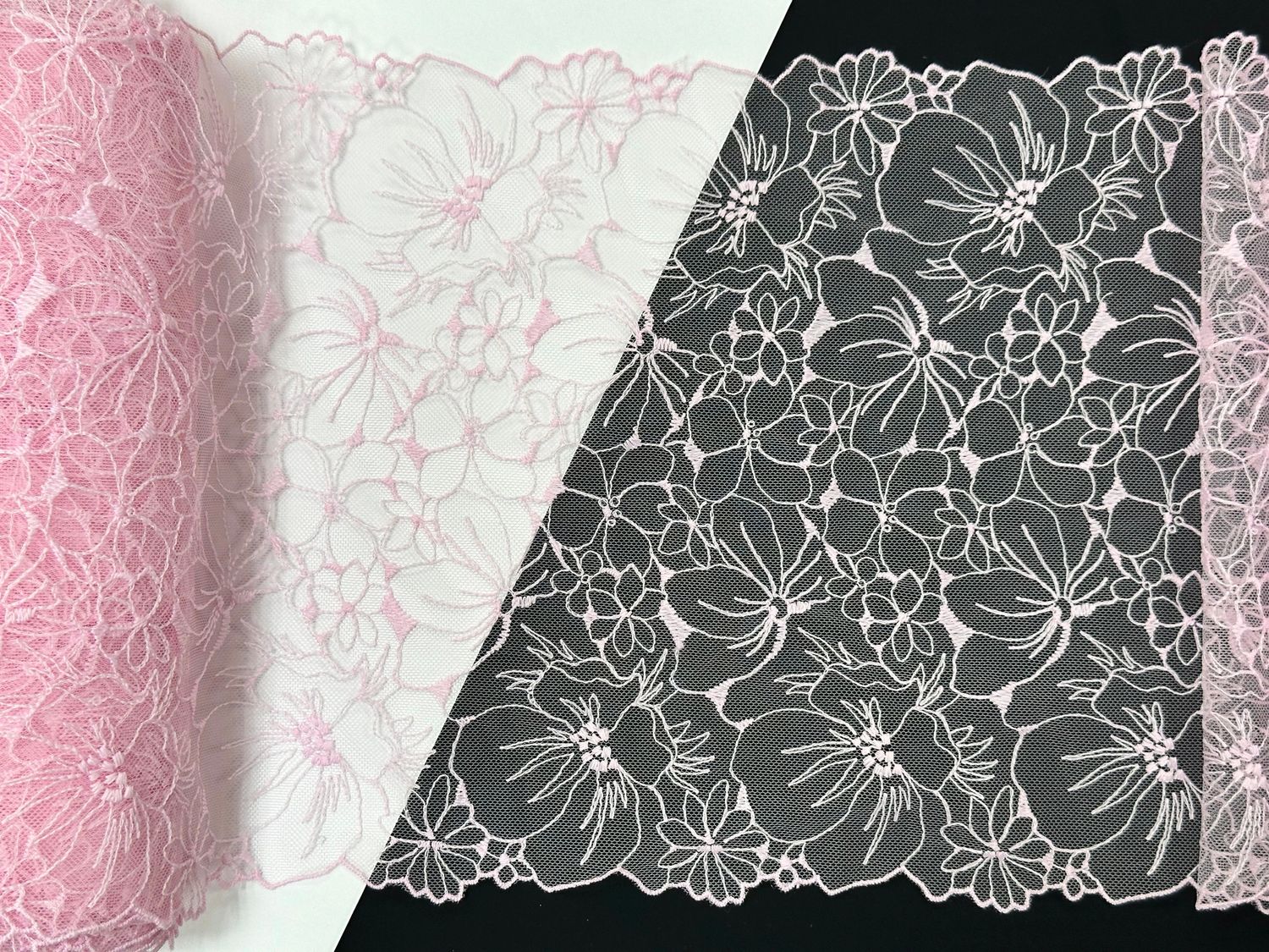 Embroidered mesh lace MA-507 soft pink