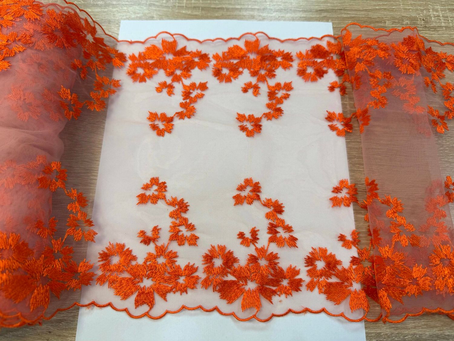 Embroidered mesh lace MIA-413 dusty rose/orange