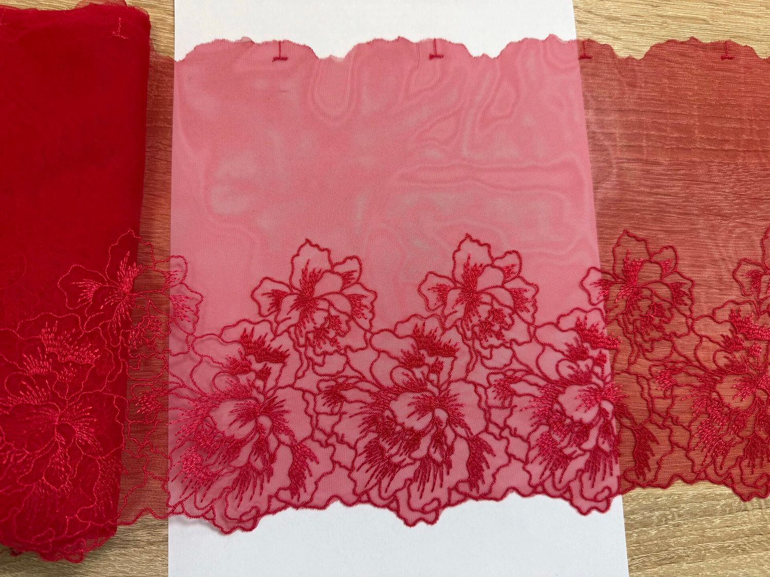 Embroidered mesh lace MIA-419 red
