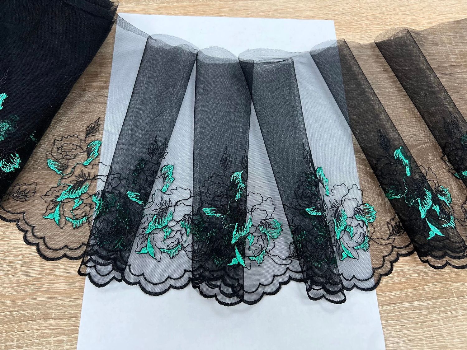 Embroidered mesh lace MIA-90235 black/light.green