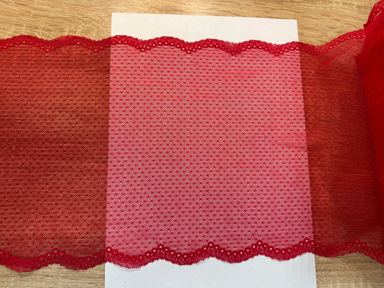 Lace -mesh fly dots elastic 22cm raspberry-red