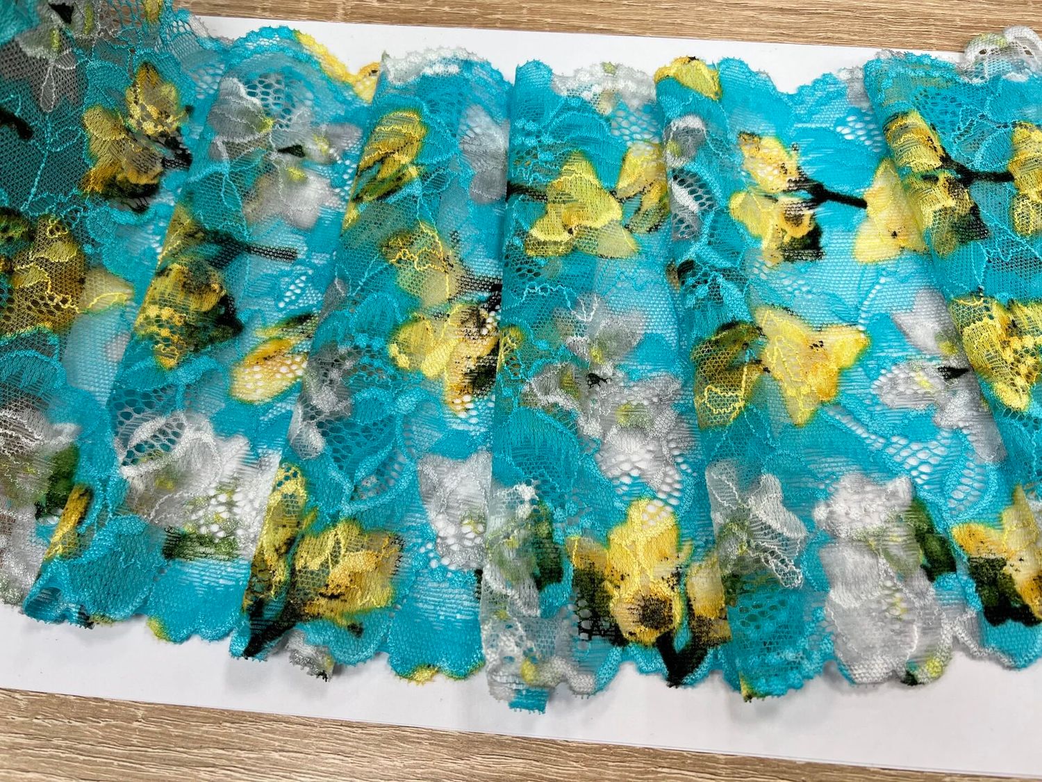 Elastic lace E2265 bright turquoise/yellow