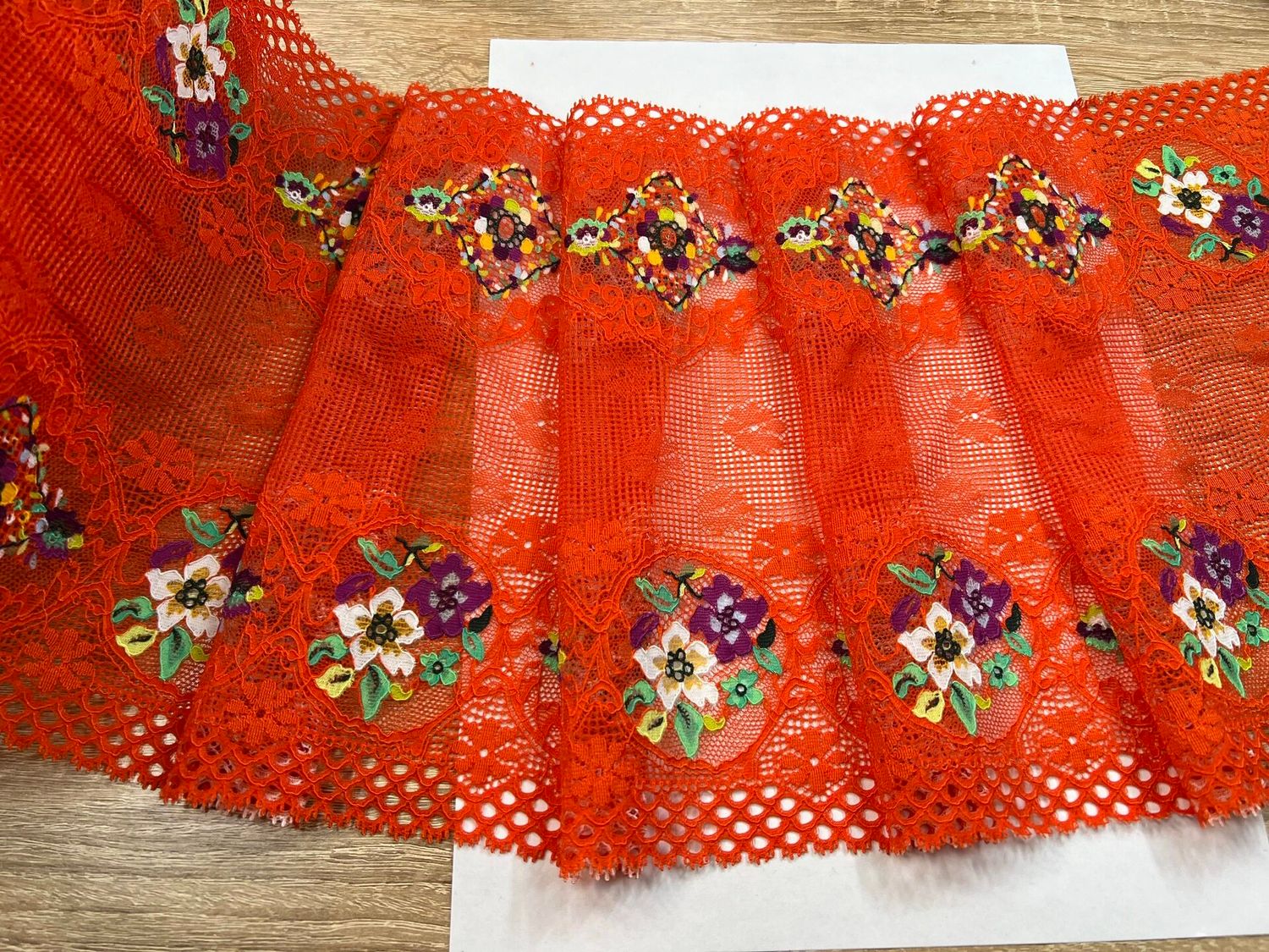Elastic lace carrot/colorful print 23cm