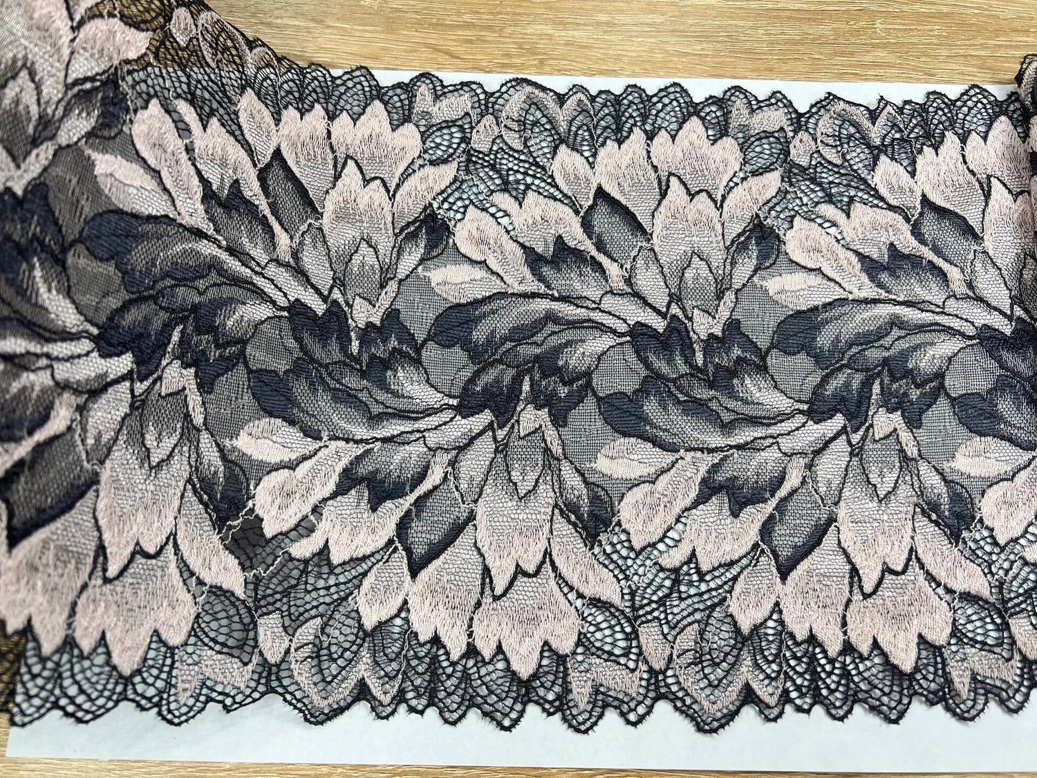 Elastic lace E4313-2 graphite/dusty pink