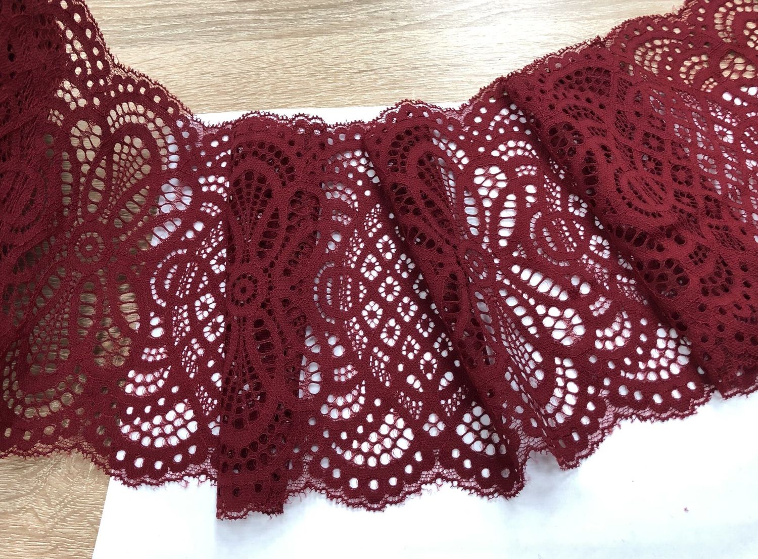 Elastic lace 19cm bordeaux