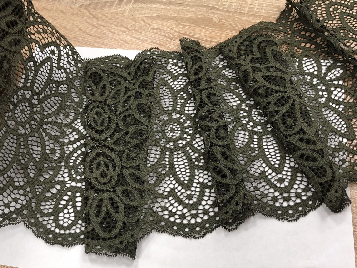 Elastic lace 18 cm army green (FD)