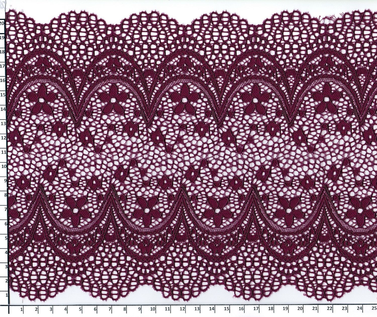 Elastic lace burgundy 20cm