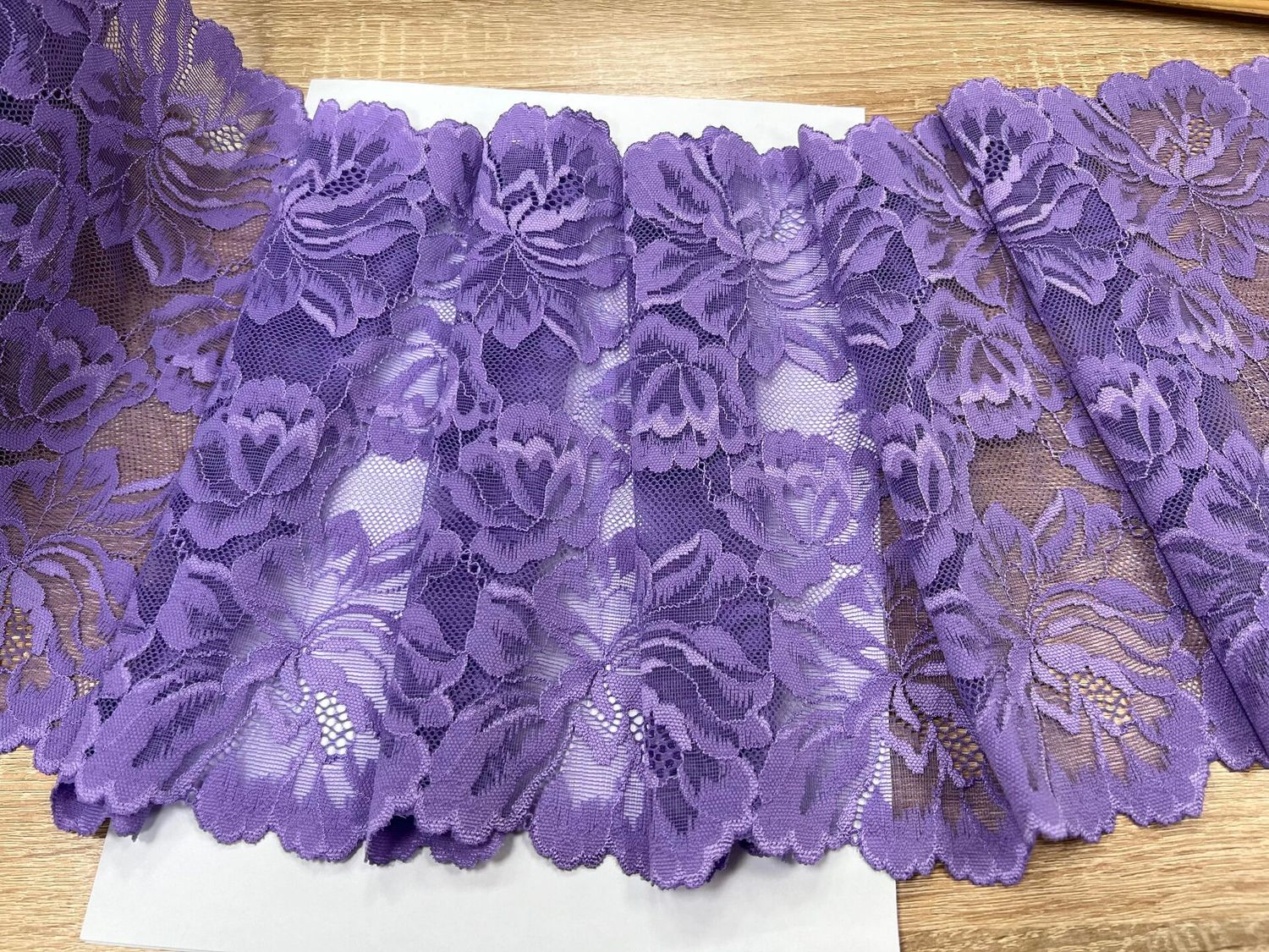 Elastic lace Nl-1277 lavender/large flowers