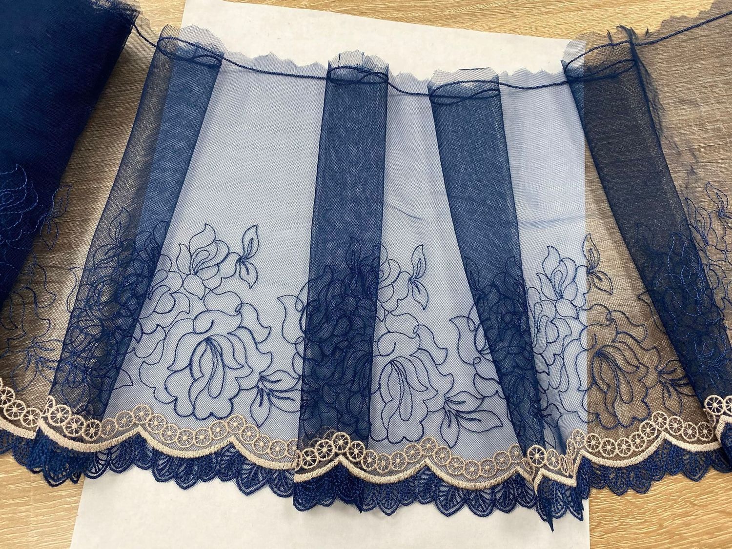 Embroidered mesh lace AG-1202 blue/dusty pink