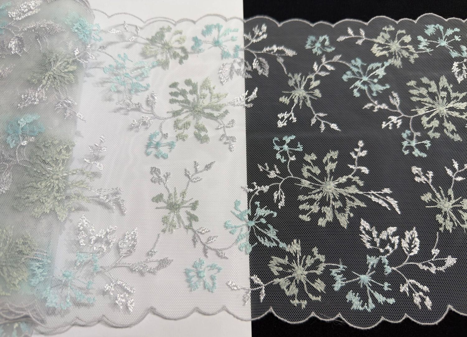 Embroidered mesh lace Di-458 light.grey/soft menthol