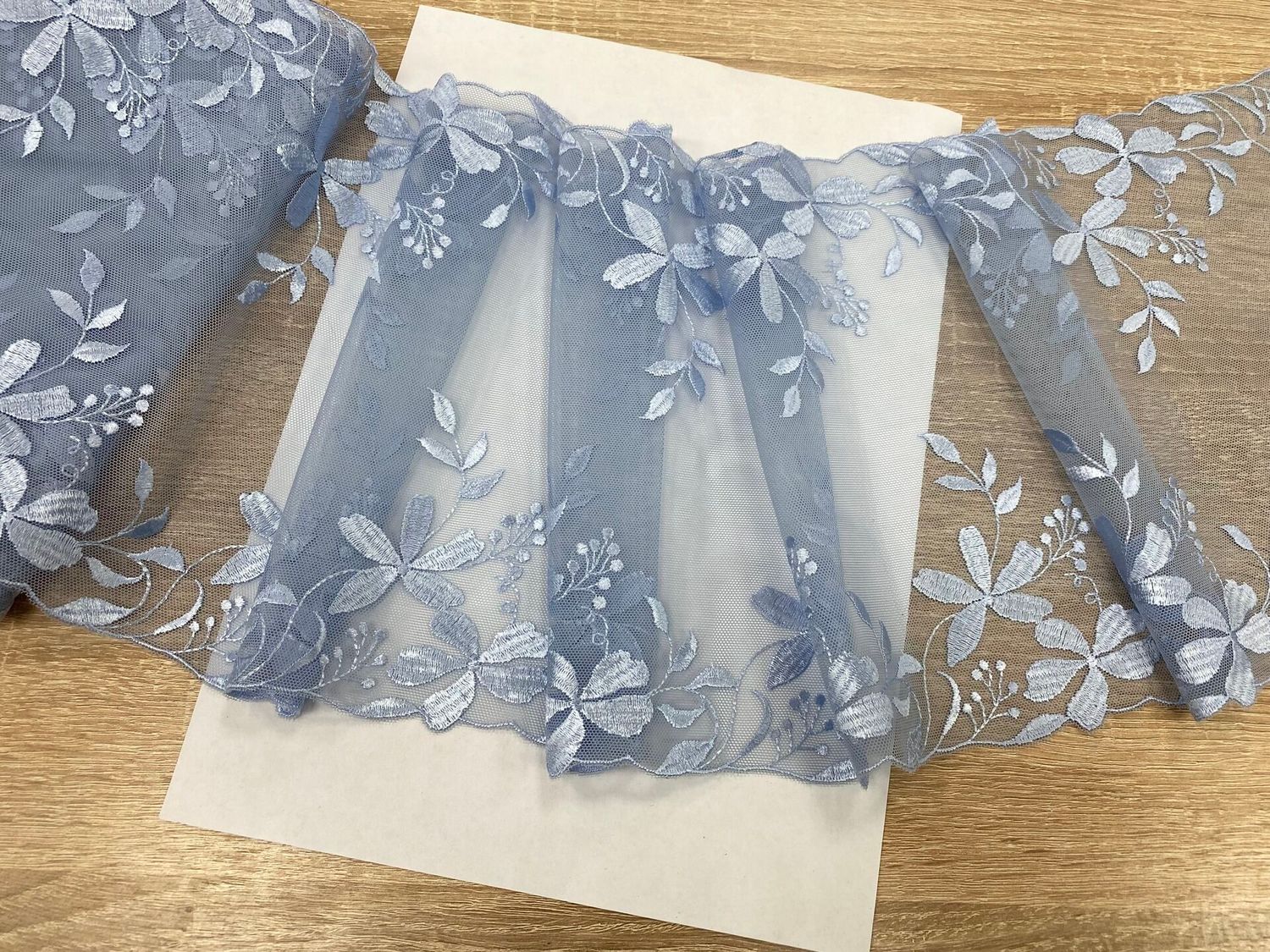 Embroidered mesh lace EM-436 sky blue (FB)