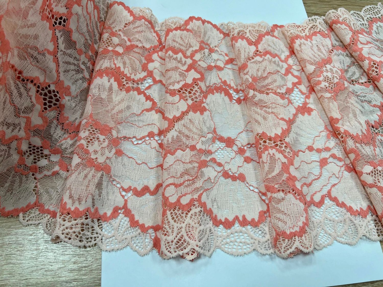 Elastic lace LV-7554 peach/coral
