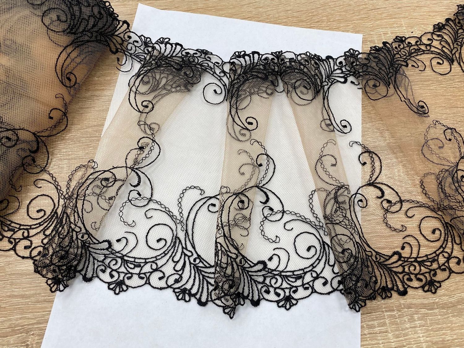 Embroidered mesh lace Ag-1257 nude/black